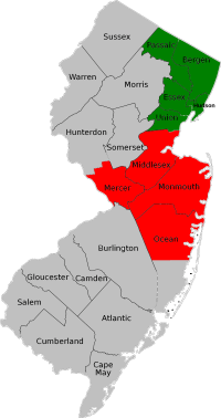 RED- Central New Jersey local GREEN- Northern New Jersey local Gray- At-large